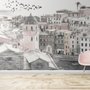 Papier peint panoramique ville au fusain