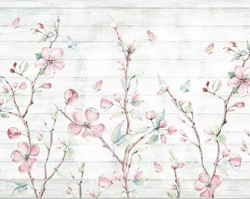Watercolor Cherry Blossom Wallpaper Mural