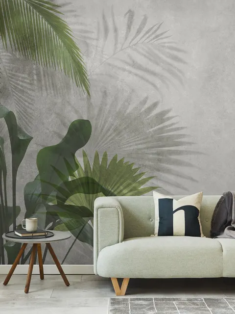 Tropical Green Palm Leaves Wallpaper Mural