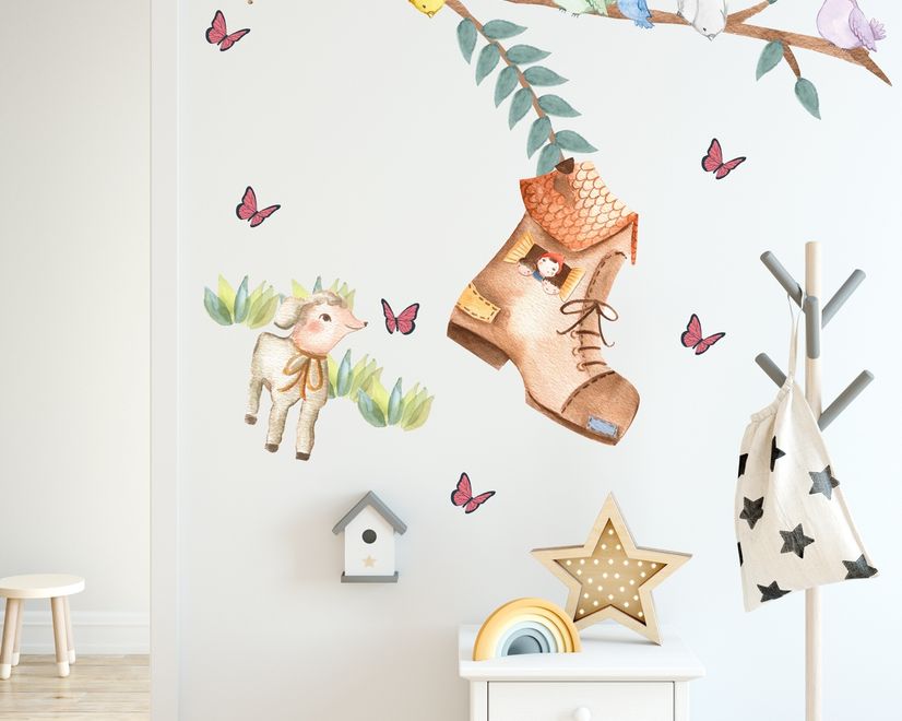 Kids Woodland Shoe home with Coala and Little Birds Wall Decal Sticker
