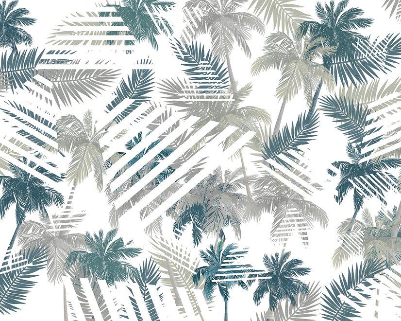 Vintage Tropical Leaf Pattern Wallpaper Mural