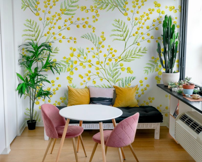 Yellow Herbs Floral Wallpaper Mural