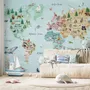 Kids Watercolor World Map Wallpaper Mural