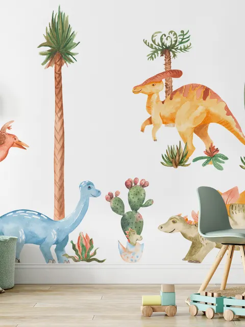 Watercolor Dinosaurs Wall Decal Sticker