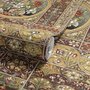 Antique style wallpaper mural with tulip vase medallion, floral tile panels and burgundy borders