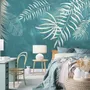 White Tropical Leaves Wallpaper Mural