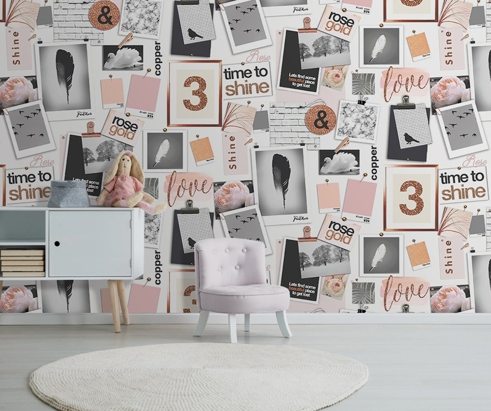 Colorful Picture Board Wallpaper Mural - Peel and Stick