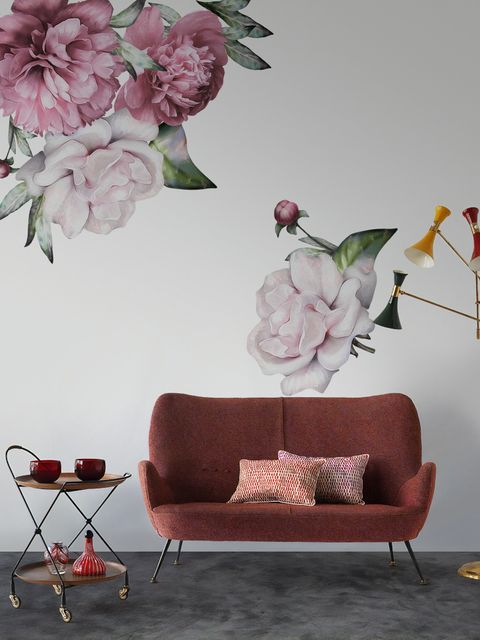 3D Niederländisches Blumenstrauß-Wandtattoo Pfingstrose