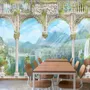 Lake Landscape on the Swan with European Style White Arches Wallpaper Mural