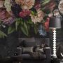 Dark Vine Floral and Peony Blossom Wallpaper Mural