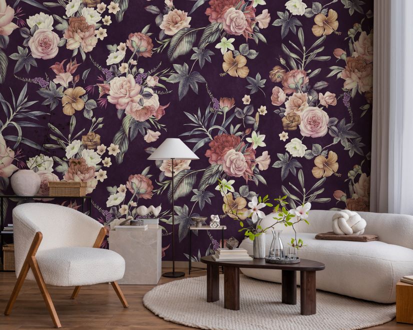 Vintage Dark Floral Bouquet Wallpaper Mural