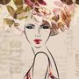 Woman Face Art with Winter Leaf Wallpaper Mural
