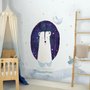 Stickers muraux ours blanc lune aquarelle étoiles jaunes enfants