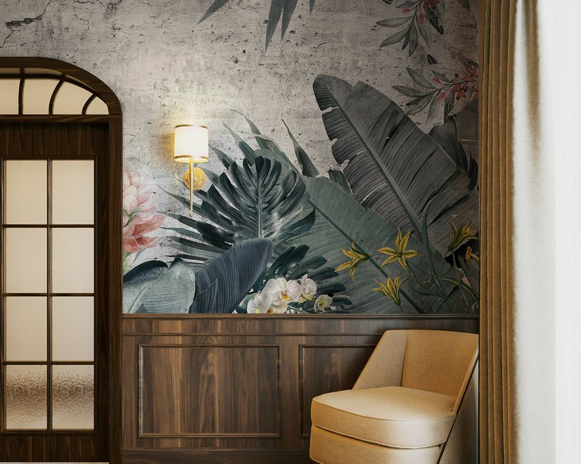 Old Tropical Leaf Wallpaper Mural