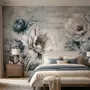 Papier peint panoramique floral avec des notes de musique