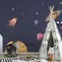 Watercolor Cartoon Space with Planets Wallpaper Mural