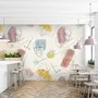 Artist Face Line Art with Colorful Abstract Brush Wallpaper Mural