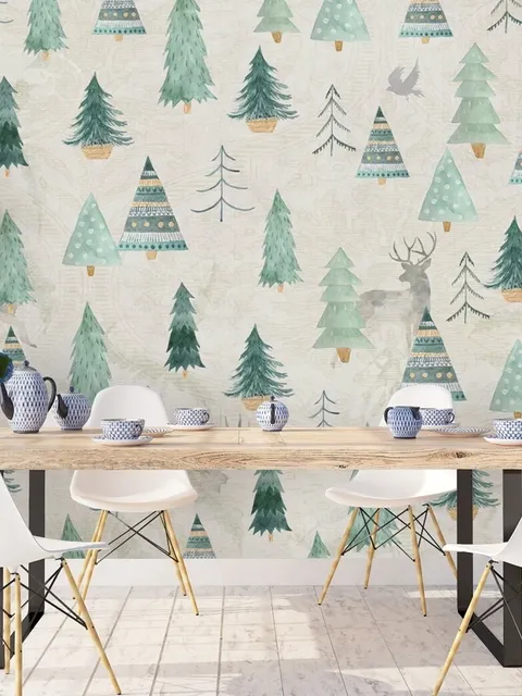 Nostalgic Tree Pattern Wallpaper Mural