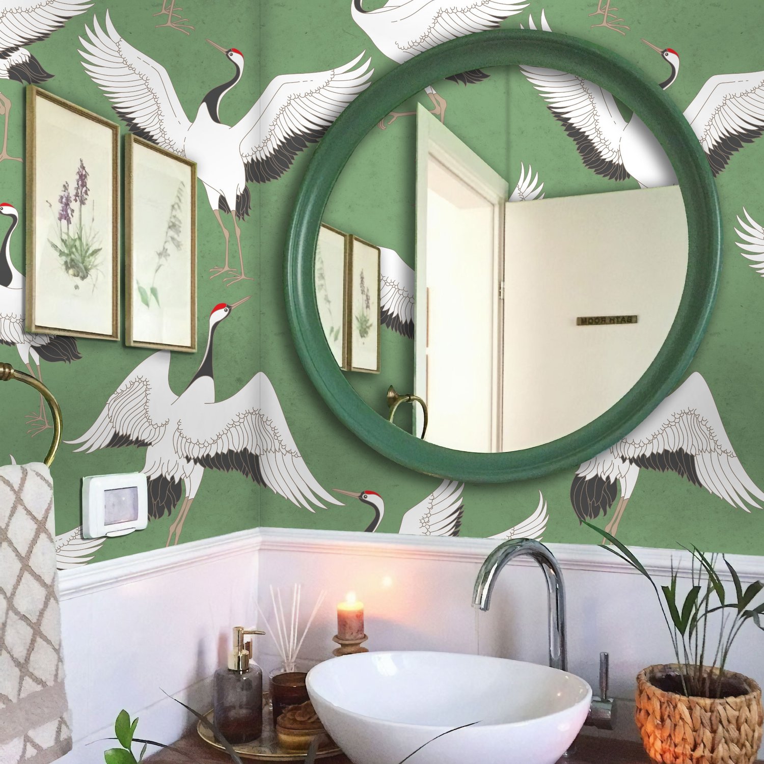 Crane Birds Wallpaper Mural - Peel and Stick
