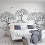 Papier peint panoramique dessin d’arbres au fusain