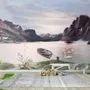 Papier peint panoramique de la nature avec des montagnes