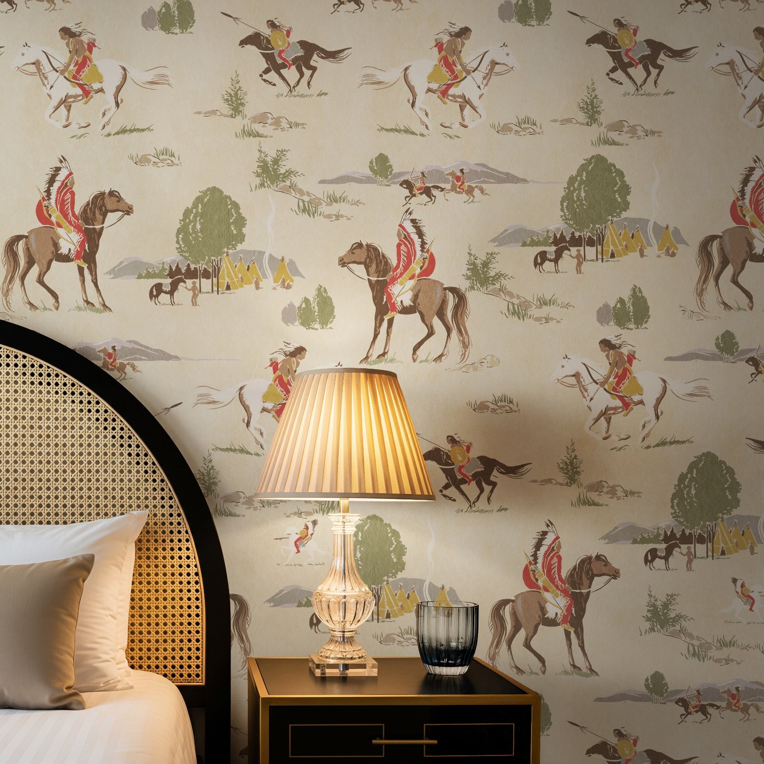Retro Western Cowboys Wallpaper Mural - Peel and Stick