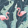 Tropische Bananenblätter mit Rosa Flamingo Fototapete