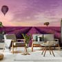 Serene Sunset Lavender and Balloon Landscape Wallpaper Mural