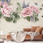 Vintage Pastel Pink Floral Wallpaper Mural