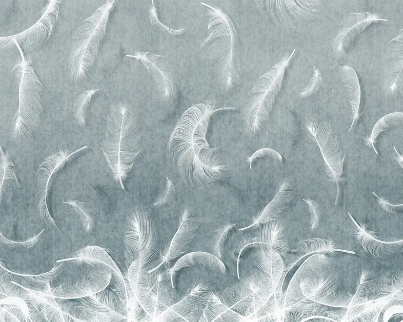 Vintage White Feather Pattern Wallpaper Mural
