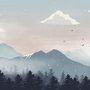 Papier peint panoramique de montagne avec neige pour les enfants