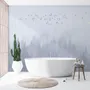 Monochrome Night Forest and Birds Wallpaper Mural