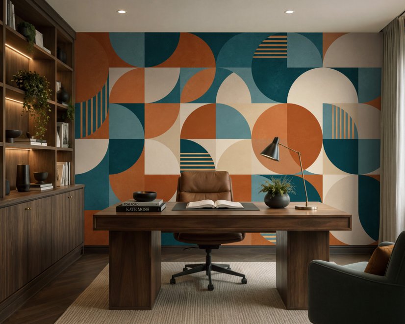 Retro Abstract Geometric Shapes Wallpaper Mural