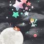 Papier peint panoramique le petit prince et lune avec étoiles aquarelle