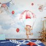 Ours mignon volant avec des avions en papier Papier peint panoramique