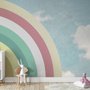 Papier peint panoramique ciel et arc-en-ciel pour enfants