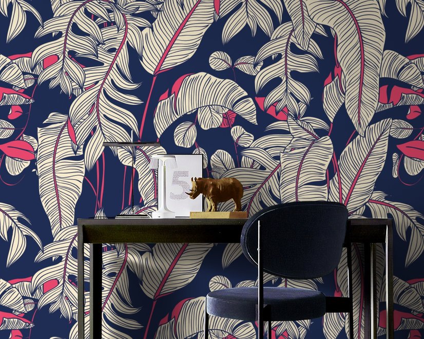 Dark Palm Leaf Wallpaper Mural
