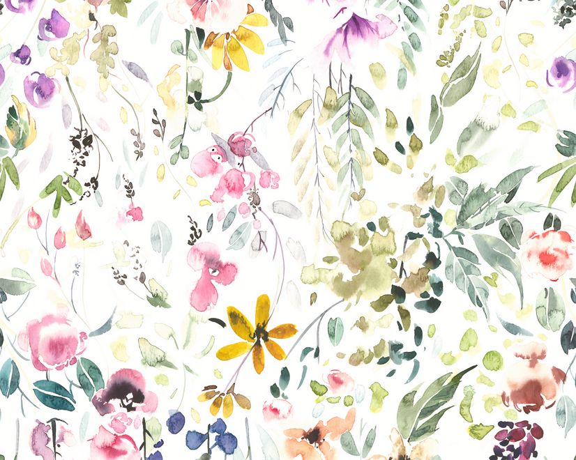 Watercolor Wildflower Wallpaper Mural