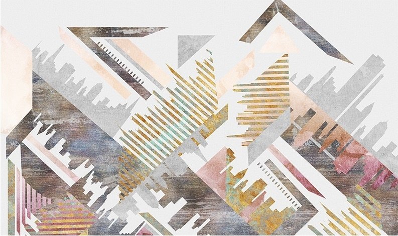Papier peint panoramique aquarelle géométrique de la ville