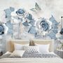 Soft Blue Floral Wallpaper Mural