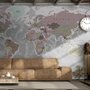 Papier peint panoramique de la carte du monde aux couleurs douces