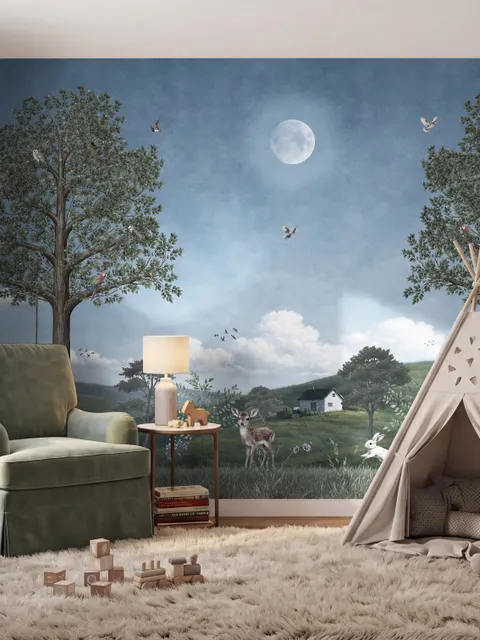 Kids Forest Animals Landscape Wallpaper Mural