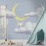 Kids Cartoon Cloud and Yellow Moon Wallpaper Mural