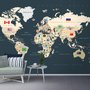 Papier peint carte monde politique drapeaux pays