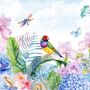 Hydrangea and Peony with Parrot Wallpaper Mural