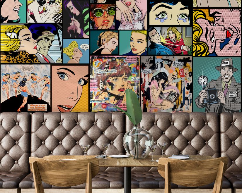 Comic Pop Art Faces Wallpaper Mural