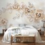 Papier peint panoramique floral rose Swarovski crème