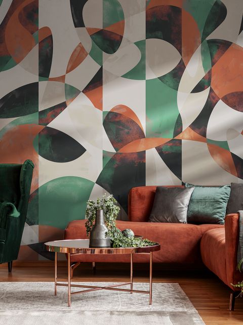 Modern Abstract Art with Retro Colorful Geometric Wallpaper Mural