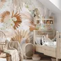 Papier peint panoramique neutre Boho Plants avec feuilles de palmier