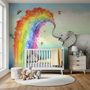 Kids Elephant with Watercolor Rainbow Wallpaper Mural